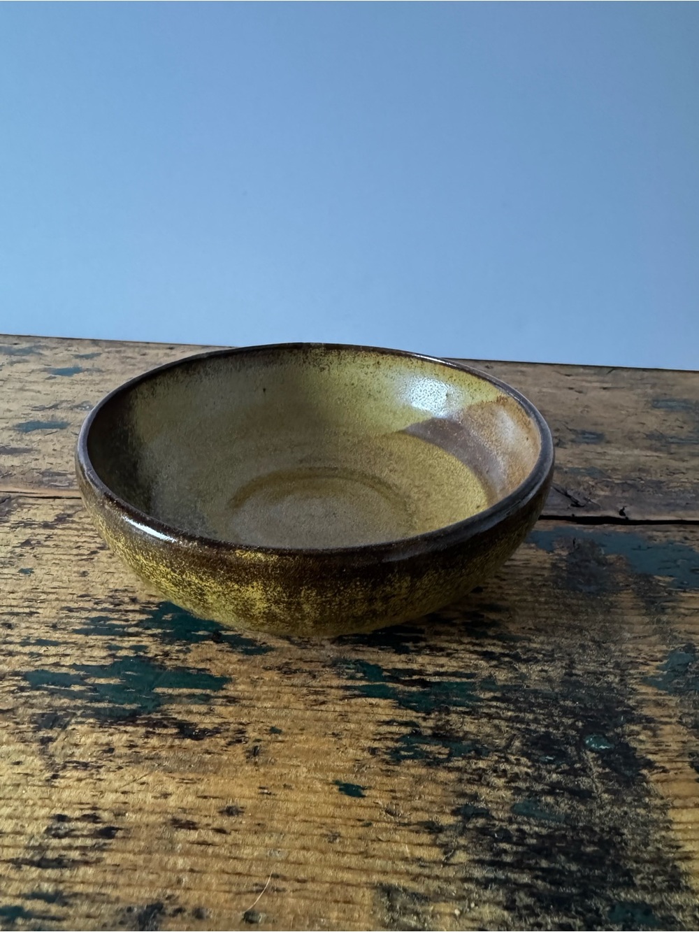 Handmade Ceramic Serving Bowl in Olive Greens and Browns